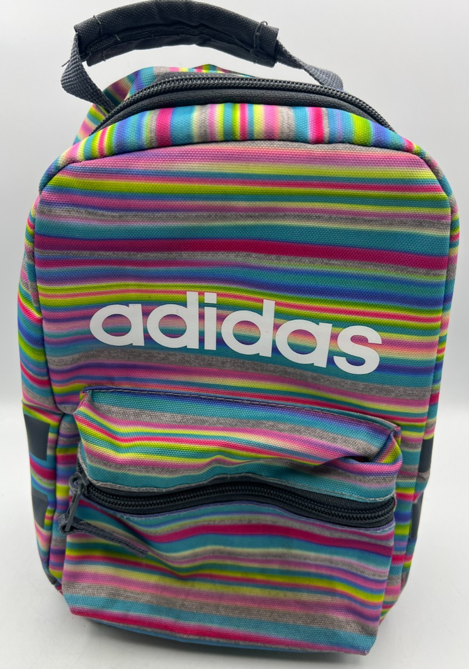 Adidas Multicolor Stripe Insulated Lunch Bag Box Backpack Style Kids School